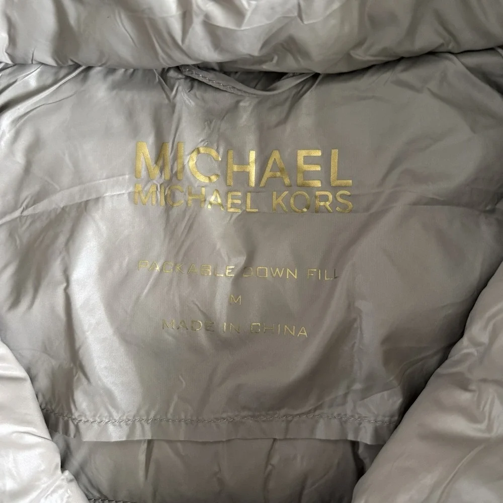 Michael Michael Kors Hooded Packable Down Fill Taupe Puffer‎ Coat